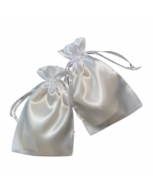 White Satin Drawstring Bag 5”x7”