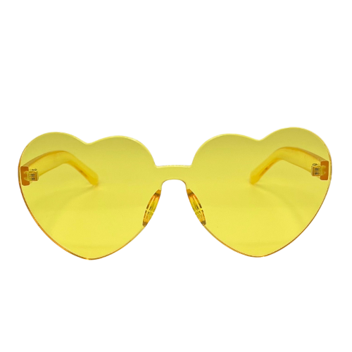 Frameless Heart Glasses - Yellow
