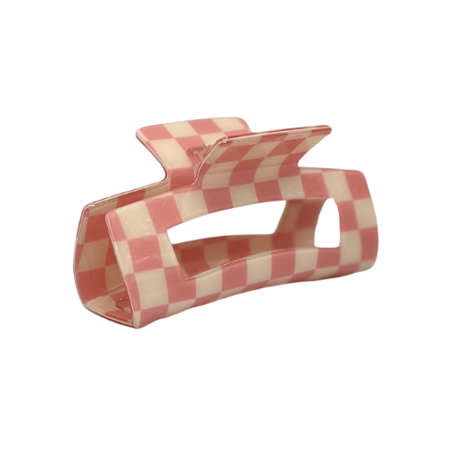 Hair Clip - Pink & White Checkered