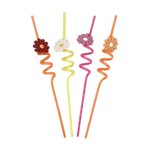 Swirl Straw - Daisy Flower Mix