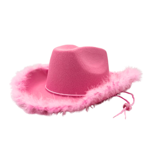 Cowgirl Hat - Pink with Feathers