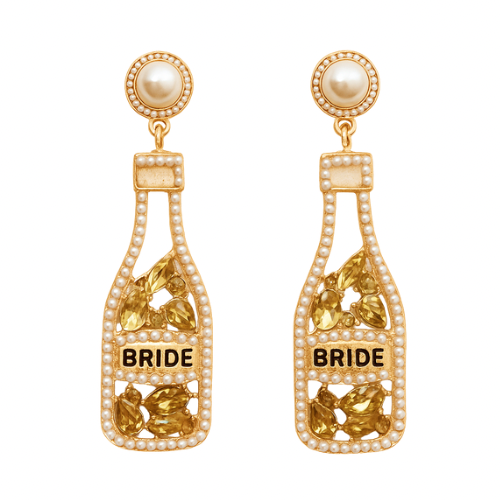 Earrings - "Bride" Gold Bottle