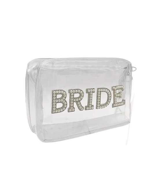 Makeup Bag - "Bride" / White & Clear