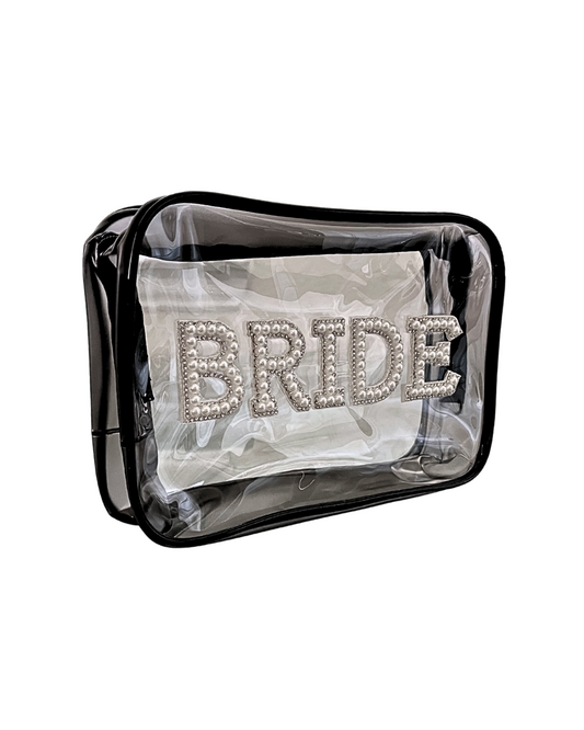 Makeup Bag - "Bride" / Black & Clear