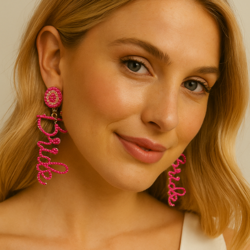 Earrings - "Bride" Hot Pink