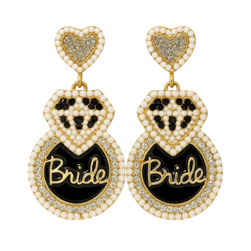 Earrings - "Bride" Black Ring
