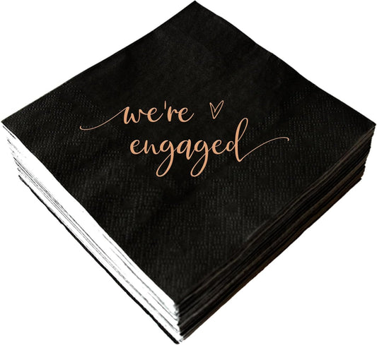 We're Engaged Cocktail Napkin