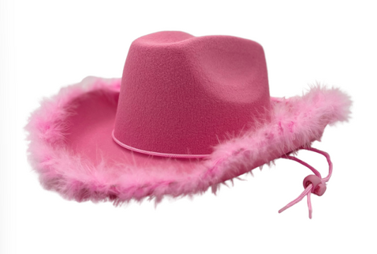 Cowgirl Hat - Pink with Feathers