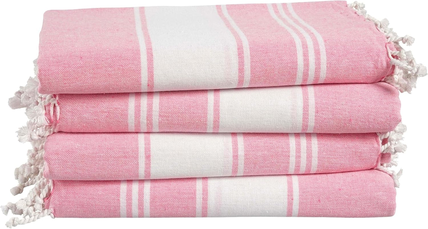 Turkish Beach Towel 39"x71" - Pink (Set of 4)