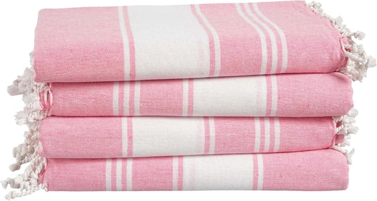 Turkish Beach Towel 39"x71" - Pink (Set of 4)