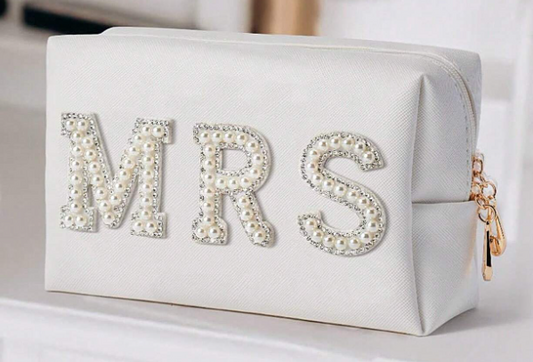 Makeup Bag - "Mrs" / White