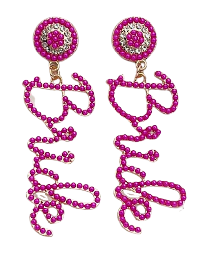 Earrings - "Bride" Hot Pink