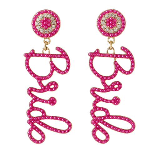 Earrings - "Bride" Hot Pink