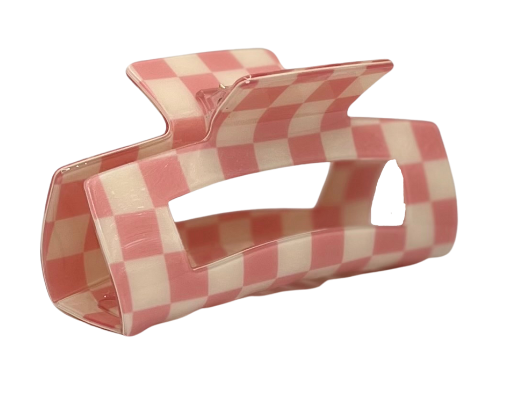 Hair Clip - Pink & White Checkered