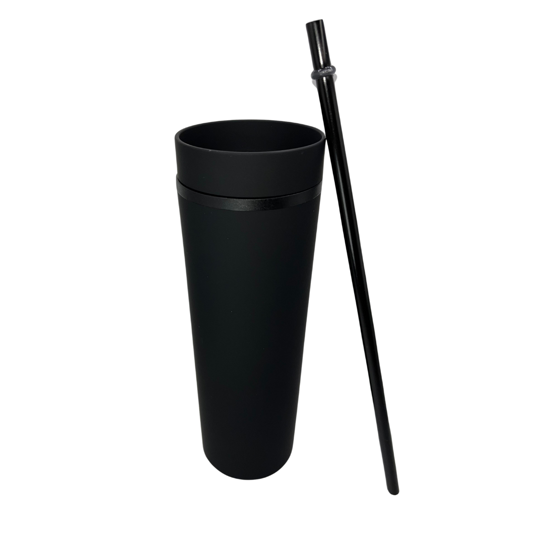 Tumbler Cup with Straw - Black