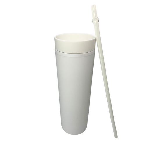 Tumbler Cup with Straw - White